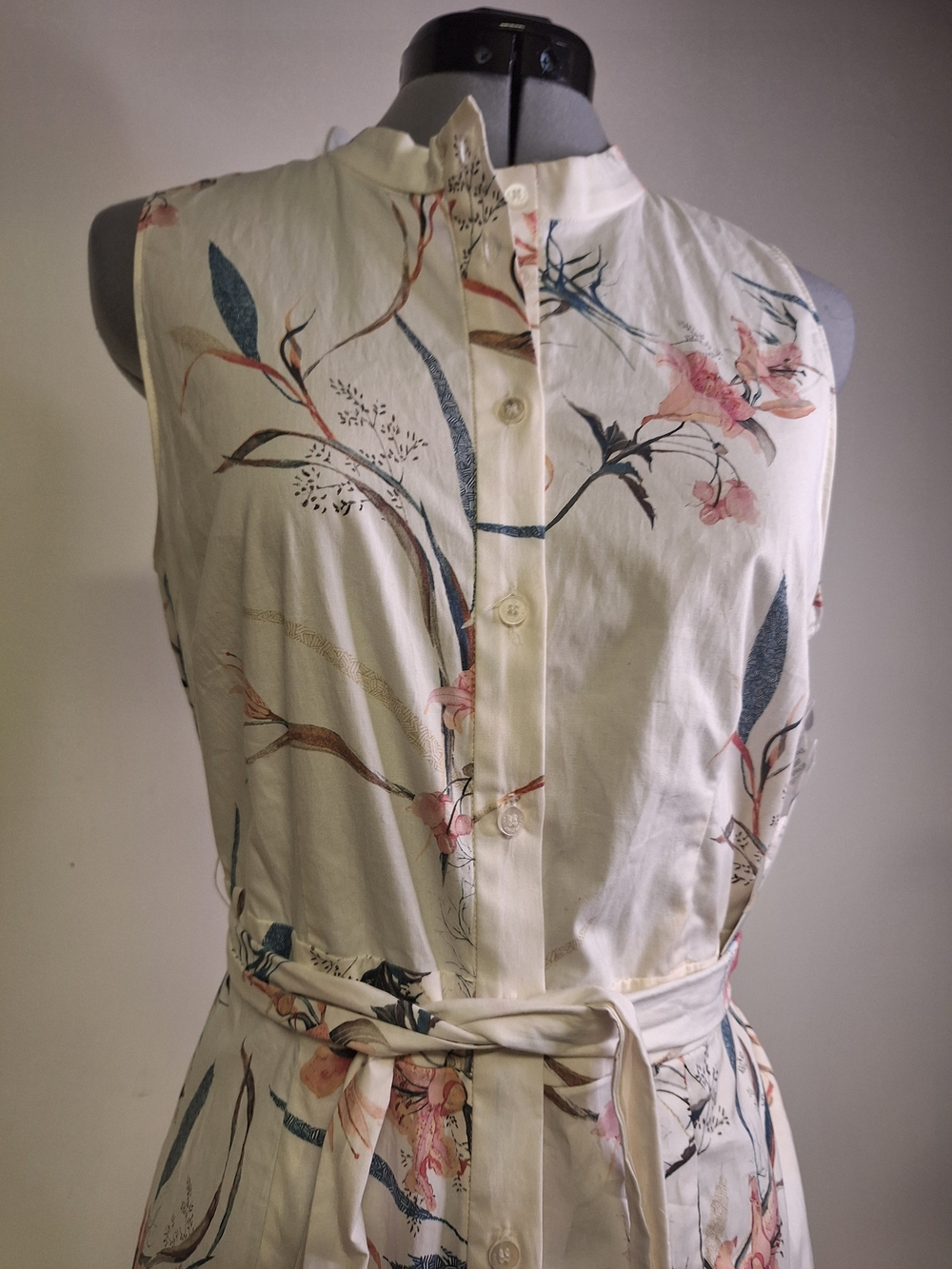 NWT Antonio Melani Foral Button-Front Maxi Cotton Dress in Cream Size 8 - Picture 2 of 12